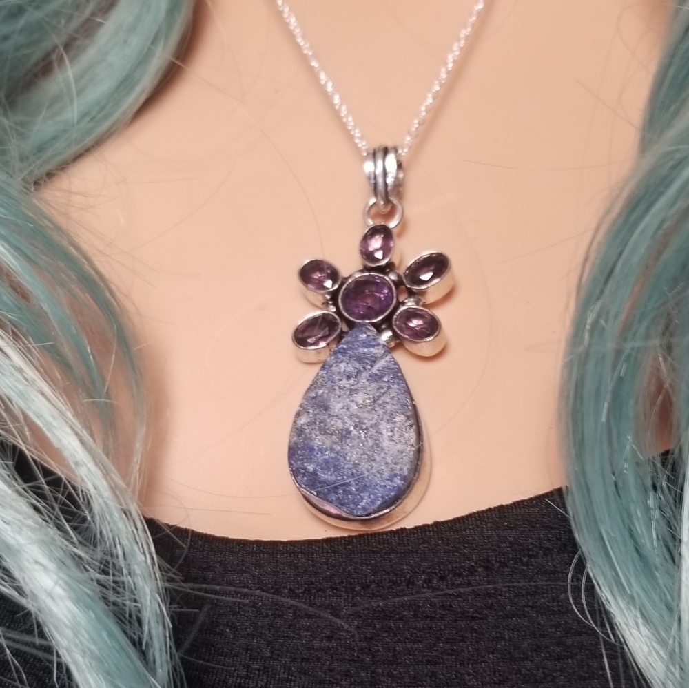 Kyanite amythist 925 stamped necklace